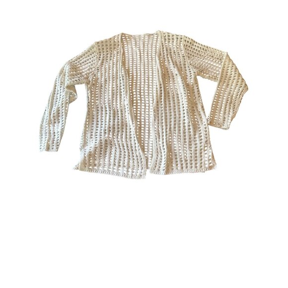 White Open-Knit Crochet Cardigan Sweater Cottage Boho One Size - Picture 1 of 4